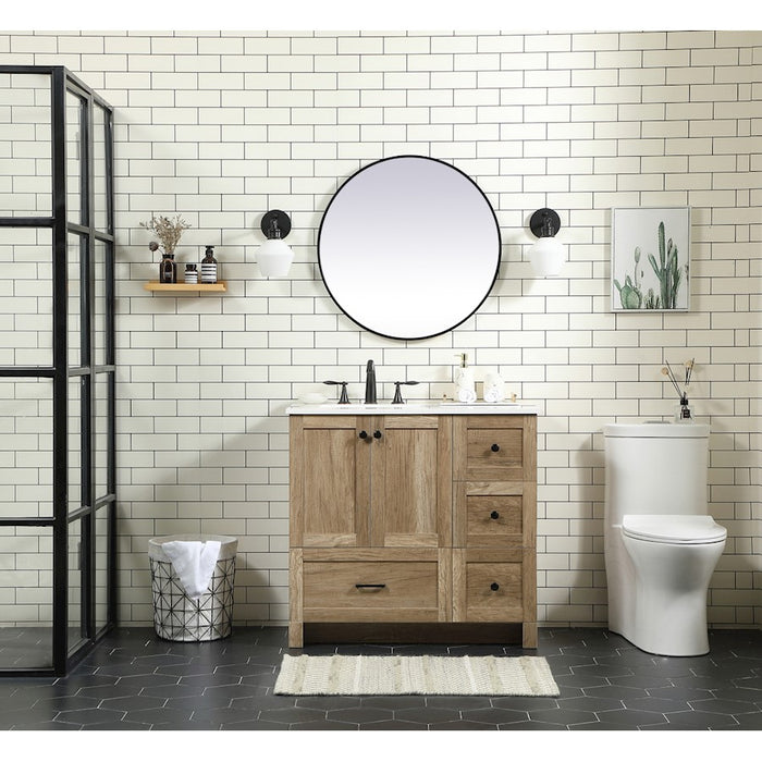 Elegant Kitchen/Bath Soma 36" Single Bathroom Vanity, Natural Oak