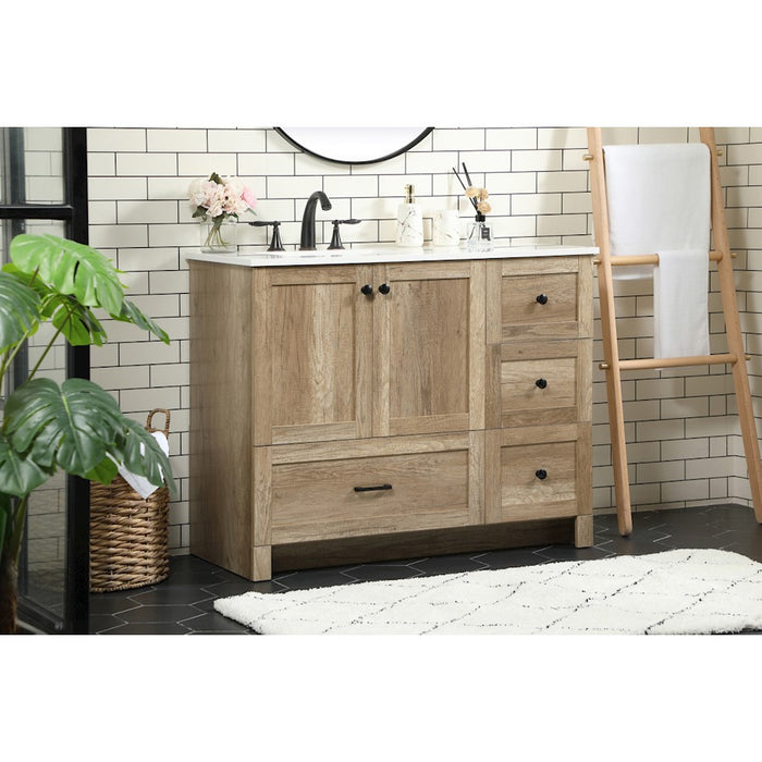 Elegant Kitchen/Bath Soma 42" Single Bathroom Vanity, Natural Oak