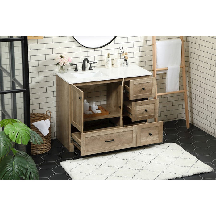 Elegant Kitchen/Bath Soma 42" Single Bathroom Vanity, Natural Oak