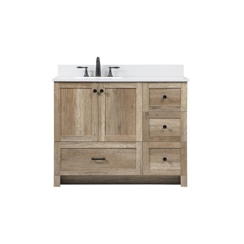 Elegant Soma 42" Single Bathroom Vanity, Natural Oak/Backsplash - VF2842NT-BS