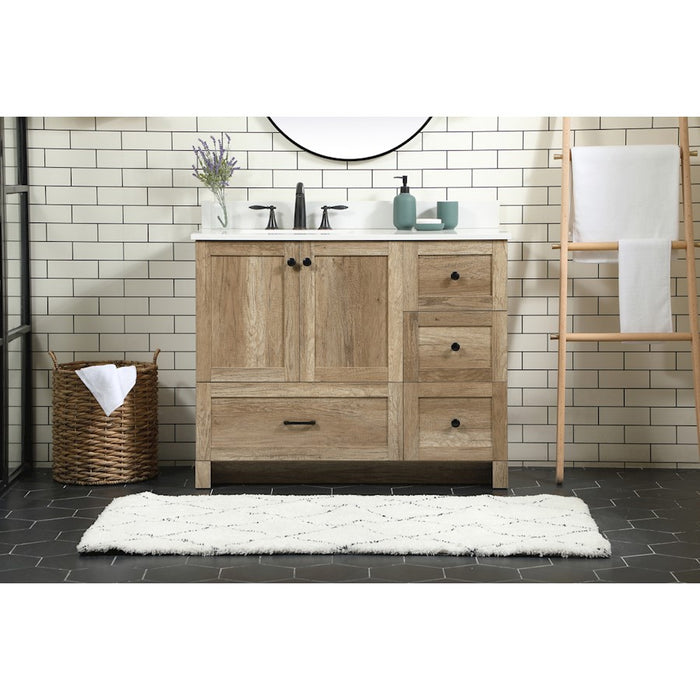 Elegant Soma 42" Single Bathroom Vanity, Natural Oak/Backsplash