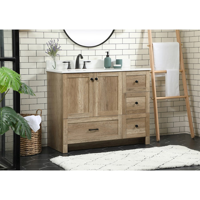 Elegant Soma 42" Single Bathroom Vanity, Natural Oak/Backsplash