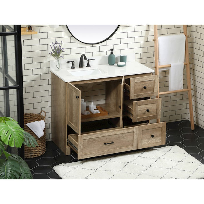 Elegant Soma 42" Single Bathroom Vanity, Natural Oak/Backsplash