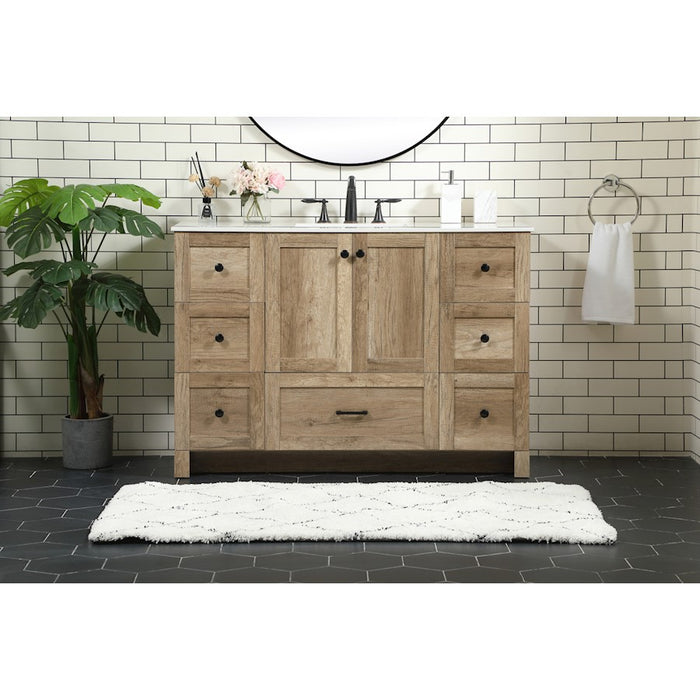 Elegant Kitchen/Bath Soma 48" Single Bathroom Vanity, Natural Oak