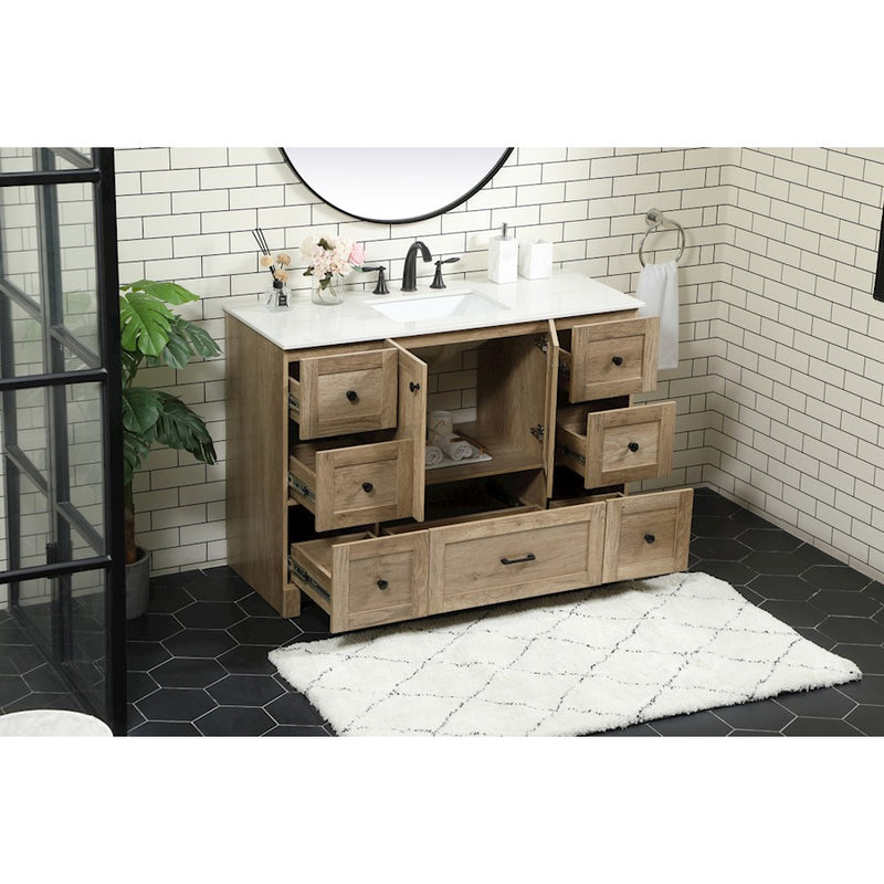 Elegant Kitchen/Bath Soma 48" Single Bathroom Vanity, Natural Oak