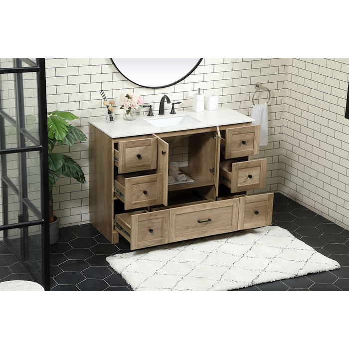 Elegant Kitchen/Bath Soma 48" Single Bathroom Vanity, Natural Oak