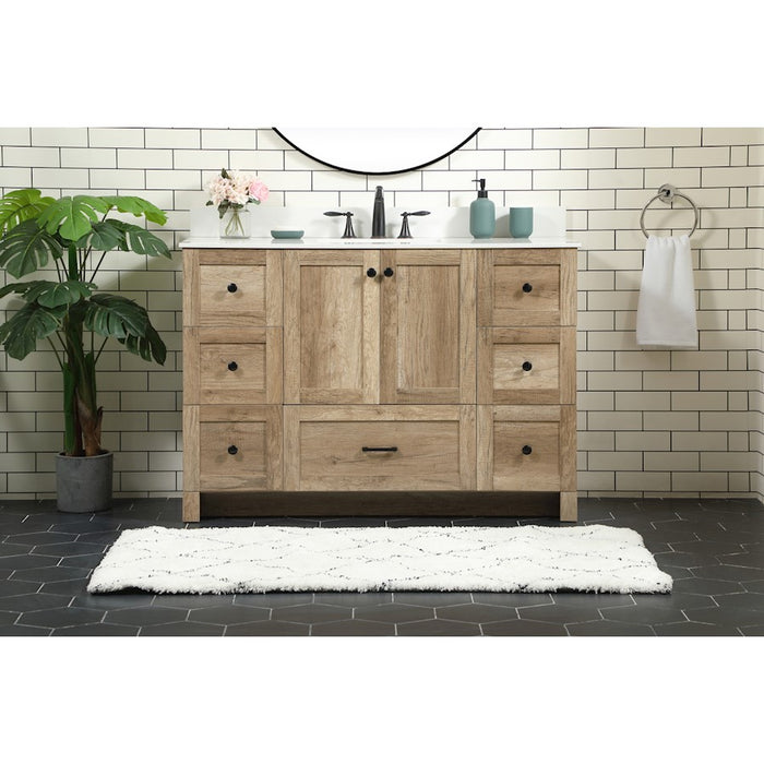 Elegant Soma 48" Single Bathroom Vanity, Natural Oak/Backsplash