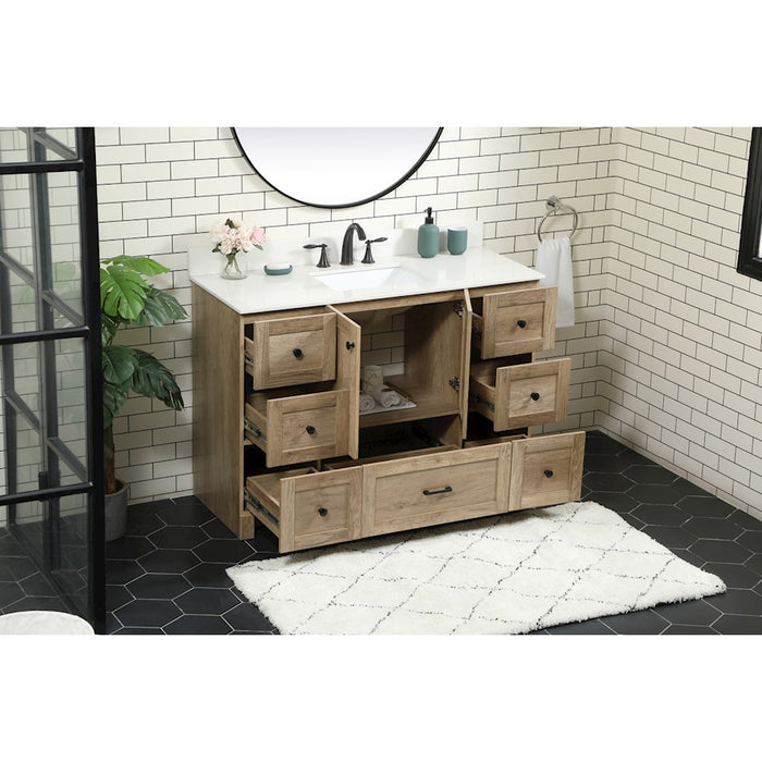Elegant Soma 48" Single Bathroom Vanity, Natural Oak/Backsplash