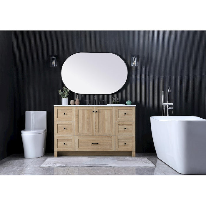 Elegant Soma 48" Single Bathroom Vanity, Natural Oak/Backsplash