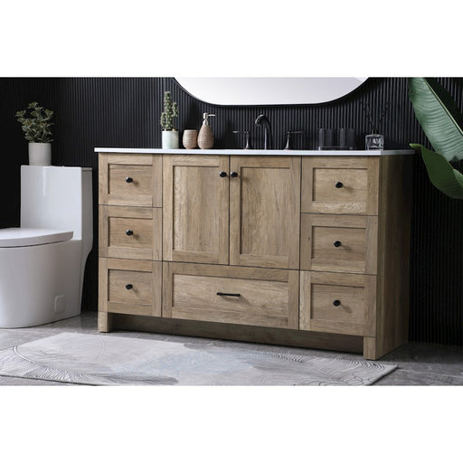 Elegant Lighting Soma 54"L Single Vanity Sink, Natural Oak