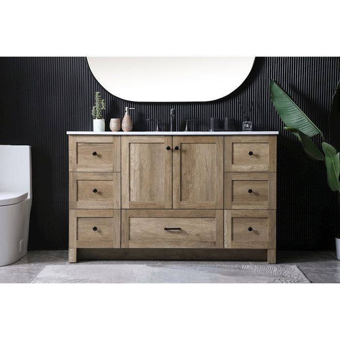 Elegant Lighting Soma 54"L Single Vanity Sink, Natural Oak