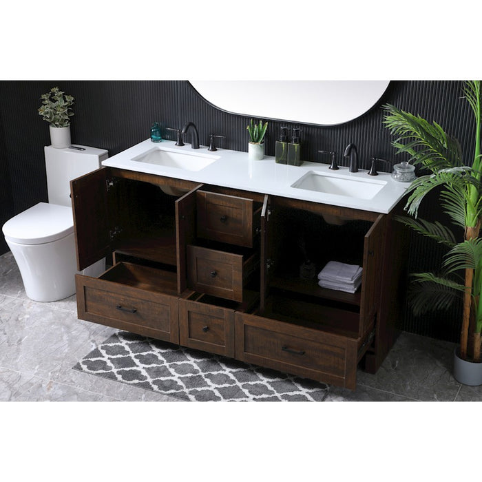 Elegant Lighting Soma 60"L Double Vanity Sink, Expresso