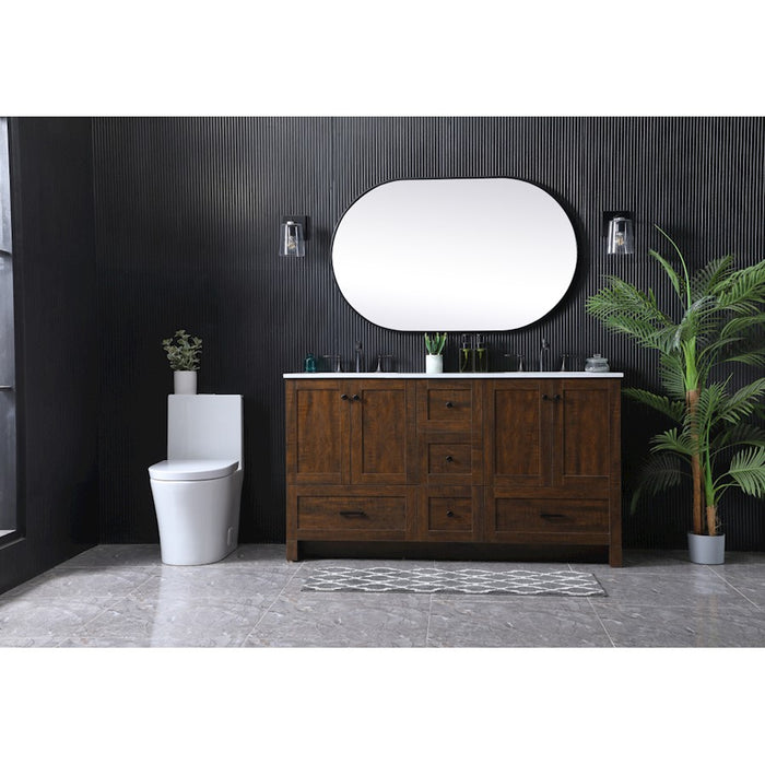 Elegant Lighting Soma 60"L Double Vanity Sink, Expresso