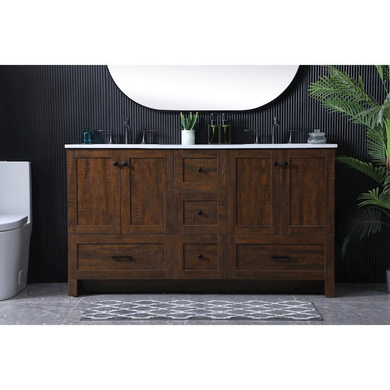 Elegant Lighting Soma 60"L Double Vanity Sink, Expresso