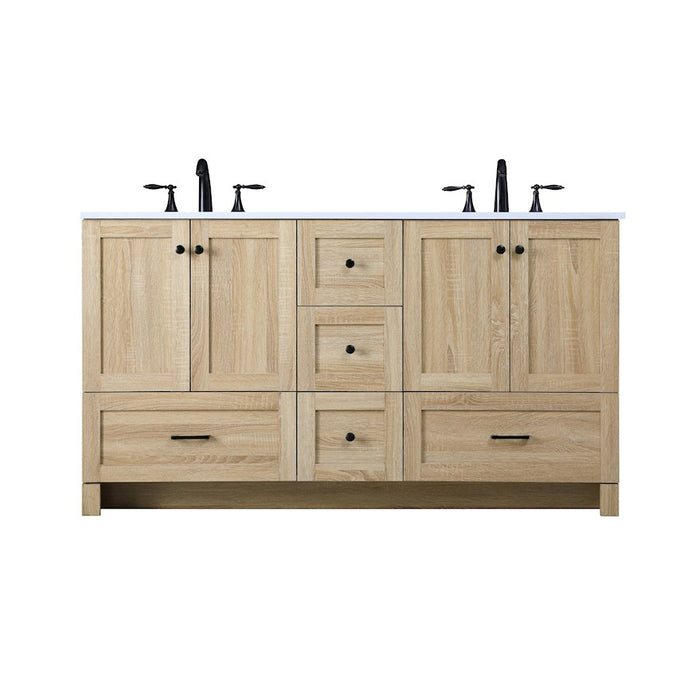 Elegant Kitchen/Bath Soma 60" Double Bathroom Vanity, Mango Wood - VF2860DMW