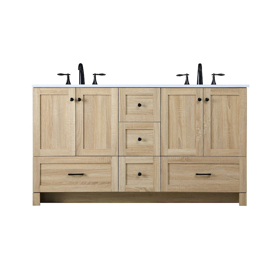 Elegant Kitchen/Bath Soma 60" Double Bathroom Vanity, Mango Wood - VF2860DMW