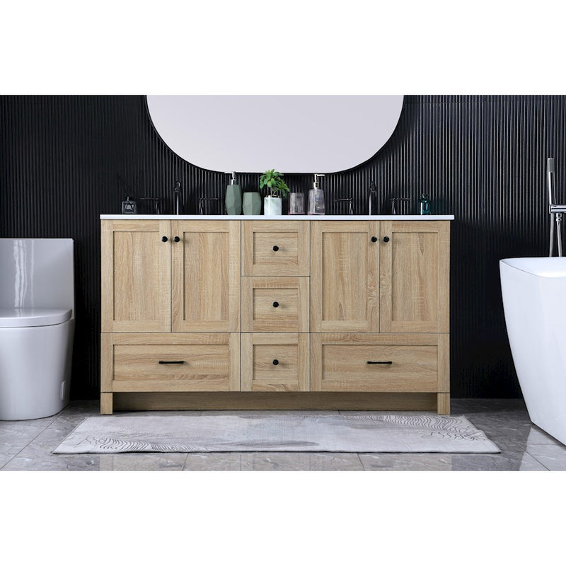 Elegant Kitchen/Bath Soma 60" Double Bathroom Vanity, Mango Wood