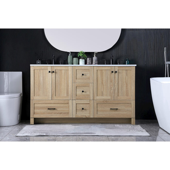 Elegant Kitchen/Bath Soma 60" Double Bathroom Vanity, Mango Wood