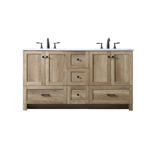 Elegant Lighting Soma 60"L Double Vanity Sink, Natural Oak - VF2860DNT