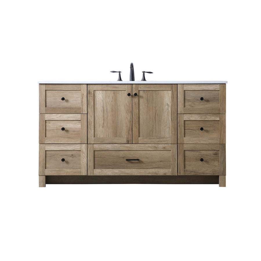 Elegant Lighting Soma 60"L Single Vanity Sink, Natural Oak - VF2860NT