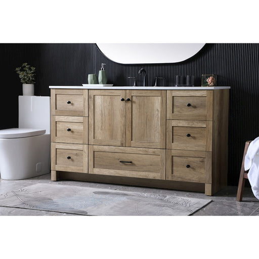 Elegant Lighting Soma 60"L Single Vanity Sink, Natural Oak