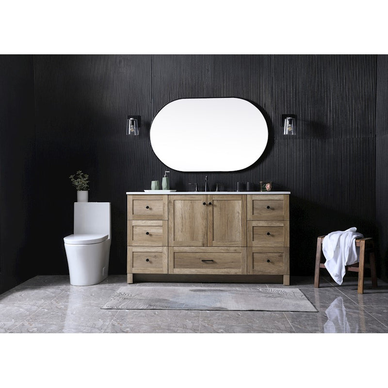 Elegant Lighting Soma 60"L Single Vanity Sink, Natural Oak