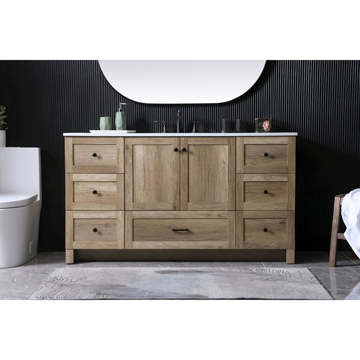 Elegant Lighting Soma 60"L Single Vanity Sink, Natural Oak