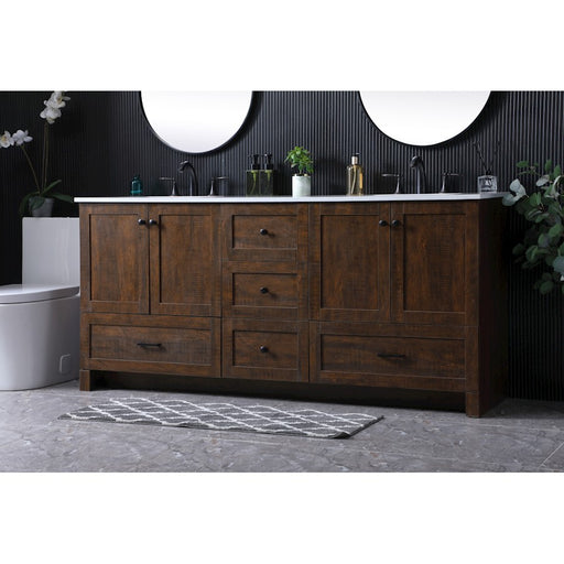 Elegant Lighting Soma 72"L Double Vanity Sink, Expresso