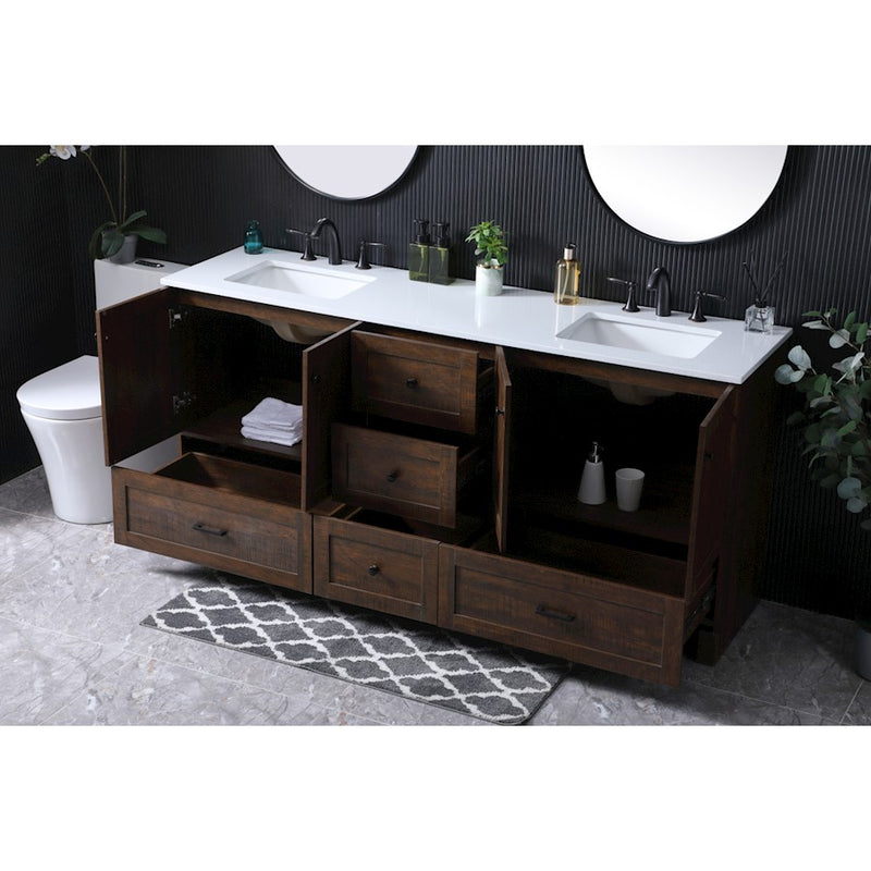 Elegant Lighting Soma 72"L Double Vanity Sink, Expresso