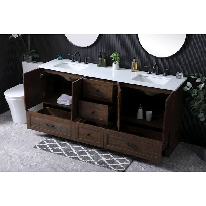Elegant Lighting Soma 72"L Double Vanity Sink, Expresso
