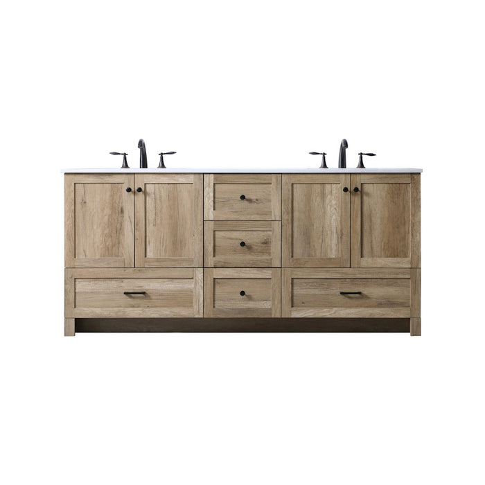 Elegant Lighting Soma 72"L Double Vanity Sink, Natural Oak - VF2872DNT