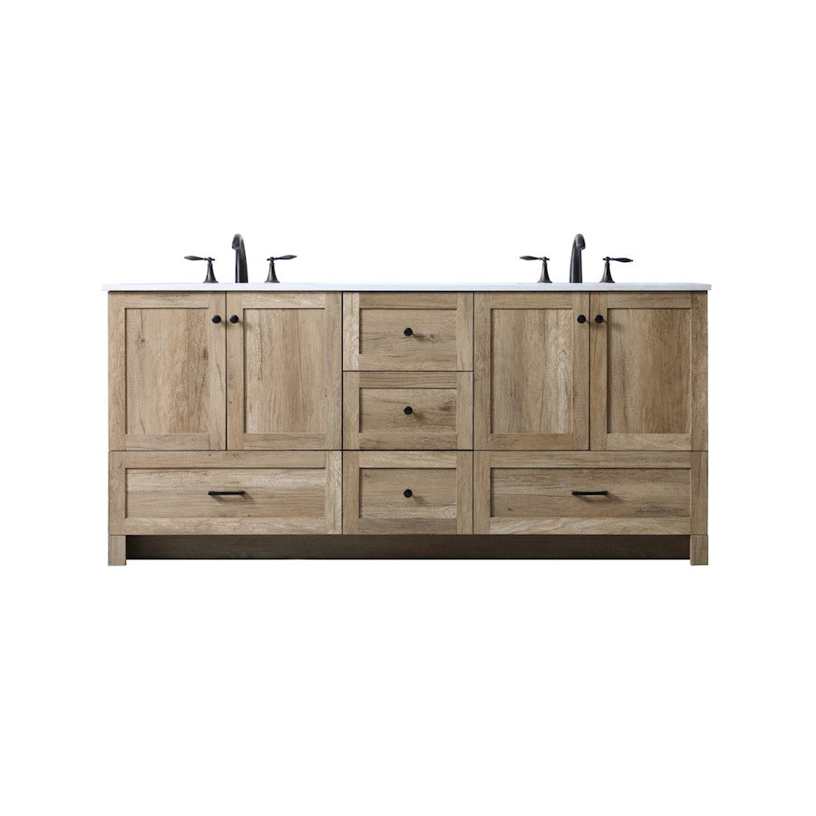 Elegant Lighting Soma 72"L Double Vanity Sink, Natural Oak - VF2872DNT