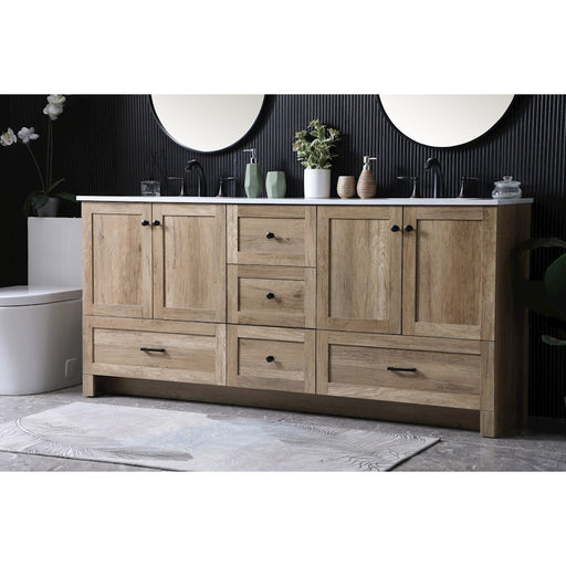 Elegant Lighting Soma 72"L Double Vanity Sink, Natural Oak