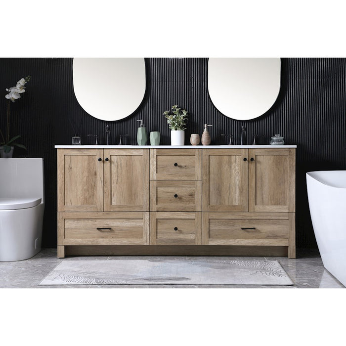 Elegant Lighting Soma 72"L Double Vanity Sink, Natural Oak