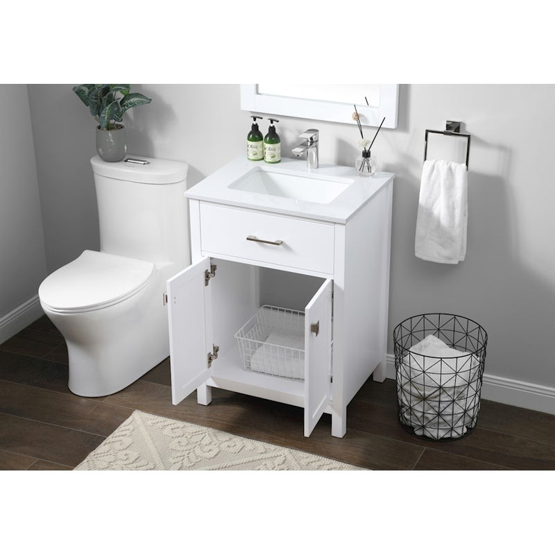 Elegant Lighting Harrison 24"L Single Vanity Sink, White