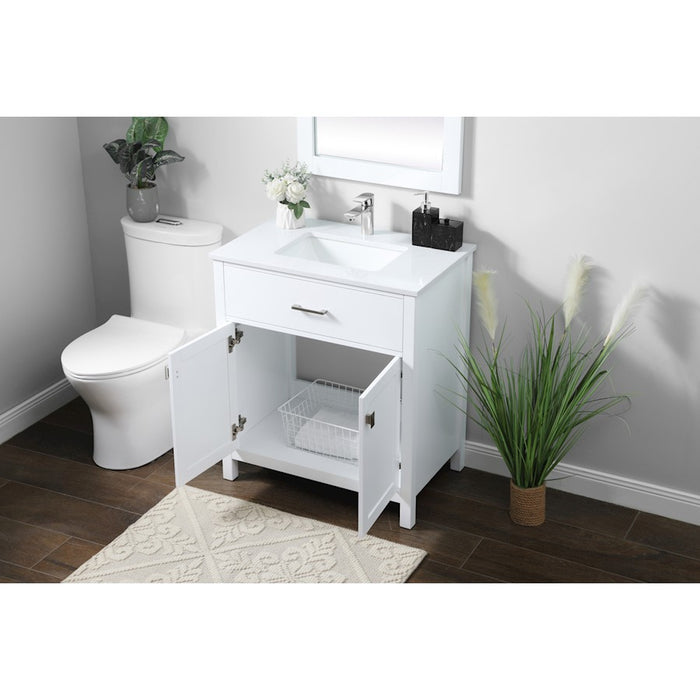Elegant Lighting Harrison 30"L Single Vanity Sink, White