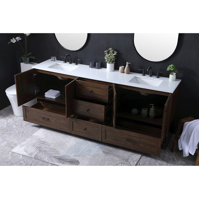 Elegant Lighting Soma 84"L Double Vanity Sink, Expresso