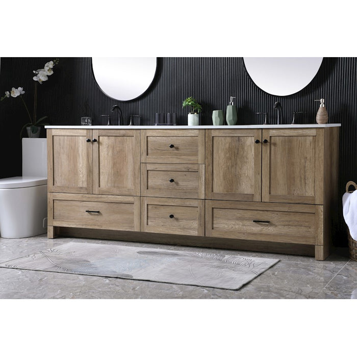 Elegant Lighting Soma 84"L Double Vanity Sink, Natural Oak