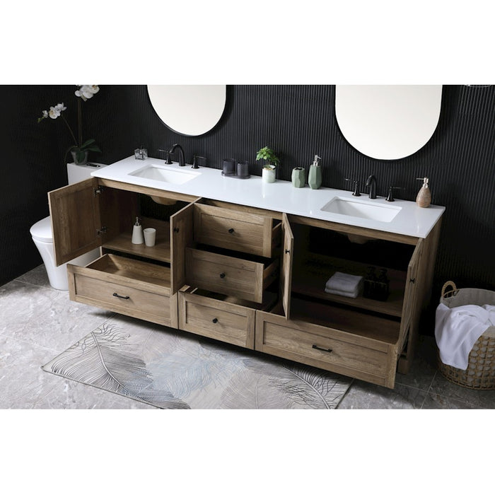 Elegant Lighting Soma 84"L Double Vanity Sink, Natural Oak