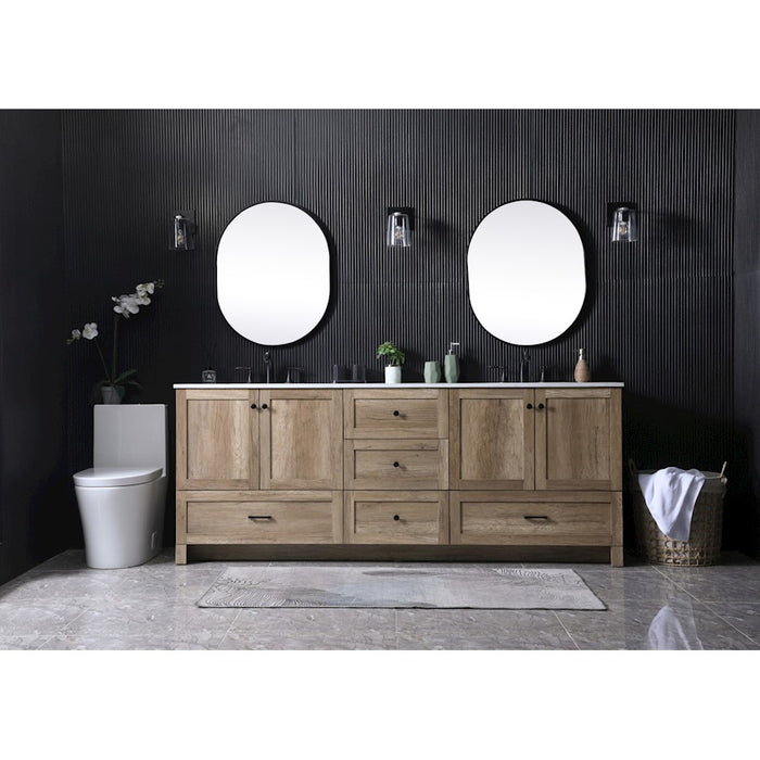 Elegant Lighting Soma 84"L Double Vanity Sink, Natural Oak