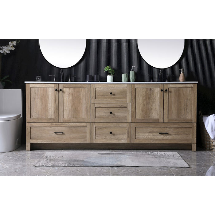 Elegant Lighting Soma 84"L Double Vanity Sink, Natural Oak