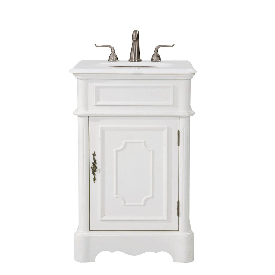 Elegant Retro 21" Single Vanity, Antique White/Ivory Marble - VF30421AW-VW
