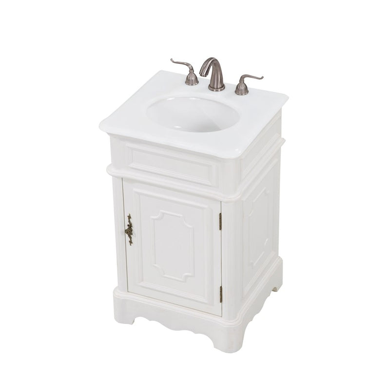 Elegant Retro 21" Single Vanity, Antique White/Ivory Marble