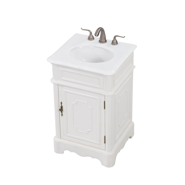Elegant Retro 21" Single Vanity, Antique White/Ivory Marble