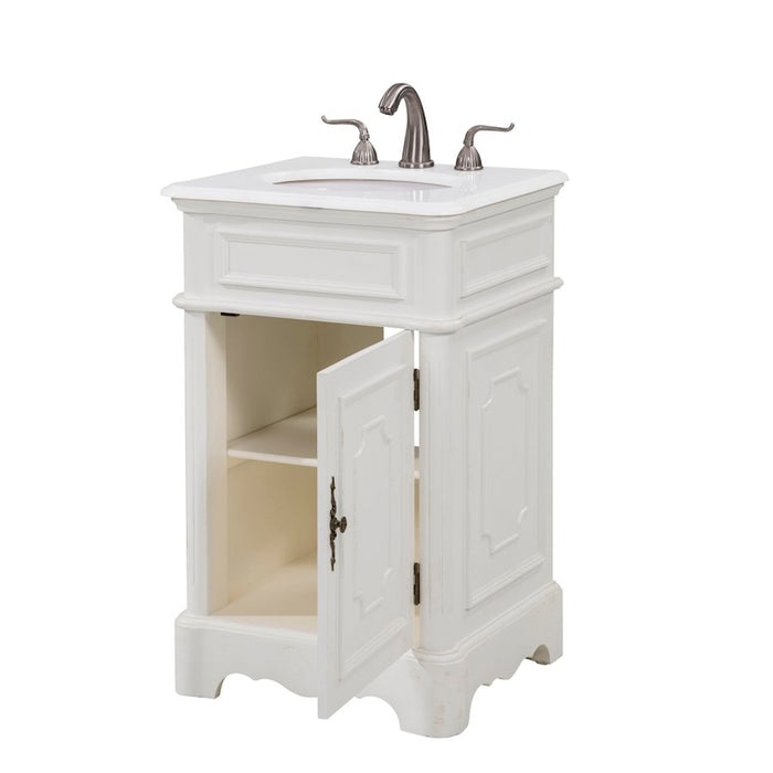 Elegant Retro 21" Single Vanity, Antique White/Ivory Marble