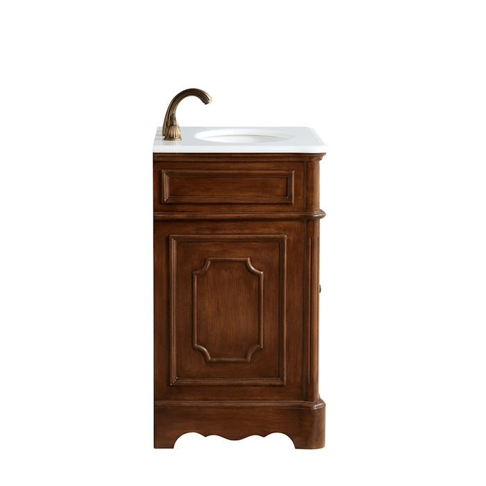 Elegant Retro 21" Single Vanity, Teak/Ivory Marble