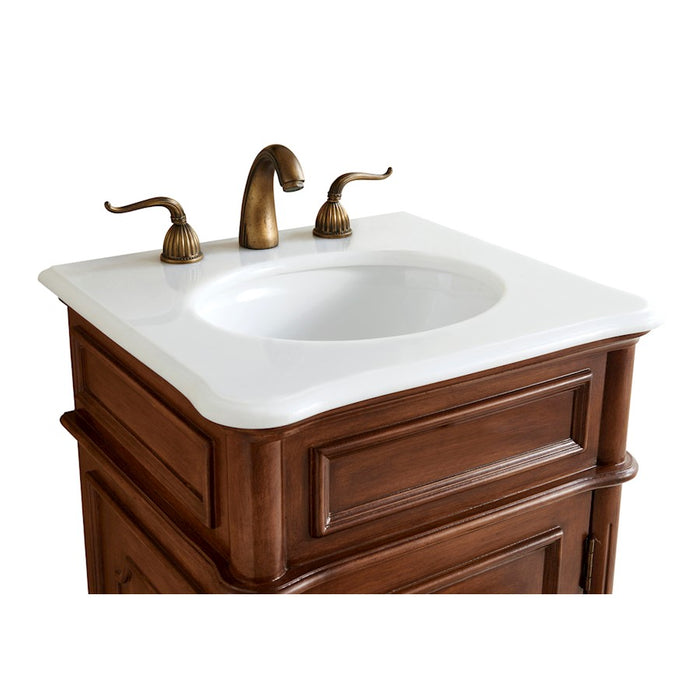 Elegant Retro 21" Single Vanity, Teak/Ivory Marble