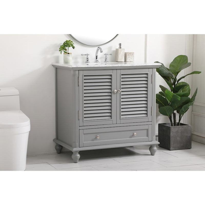 Elegant Kitchen/Bath Rhodes 36" Single Bathroom Vanity, Grey