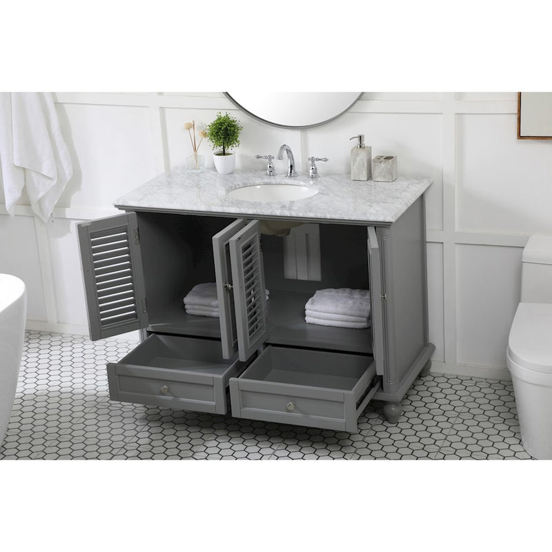 Elegant Kitchen/Bath Rhodes 48" Single Bathroom Vanity, Grey