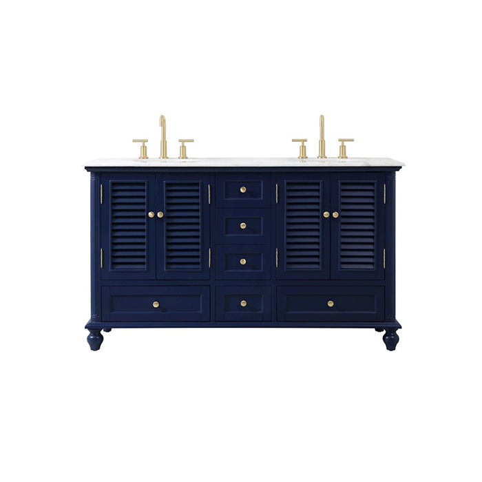 Elegant Kitchen/Bath Rhodes 60" Double Bathroom Vanity, Blue - VF30560DBL